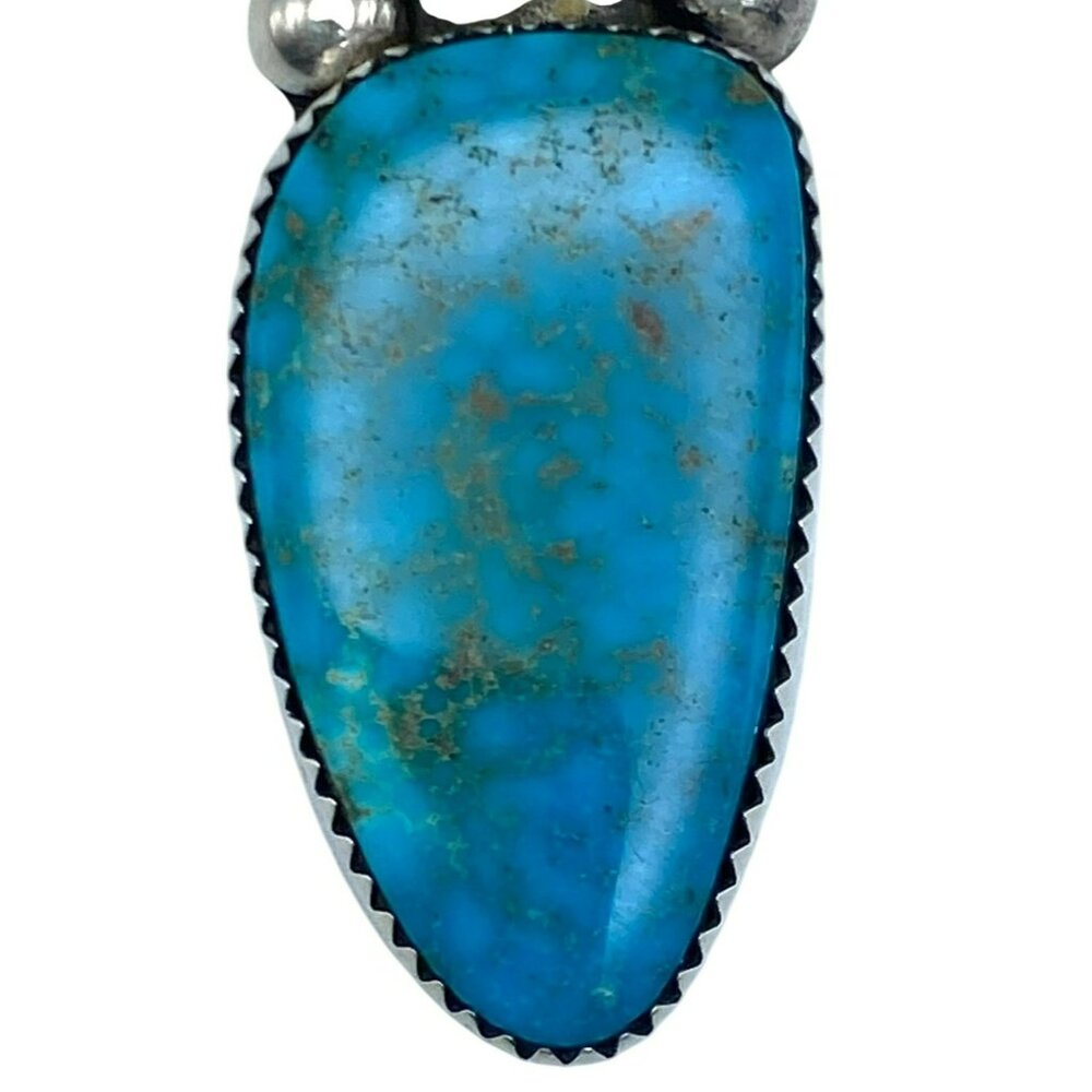 Vintage San Felipe Pueblo Jenn Garcia Spiny Oyster Turquoise Earrings Pendant - Picture 4 of 8
